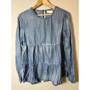 Altar'd State lightweight blue denim look long sleeve‎ top size Small